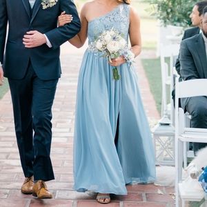 Azazie dusty blue bridesmaid dress